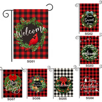 GB6228 Plaid Welcome Wreath Christmas Garden Flag